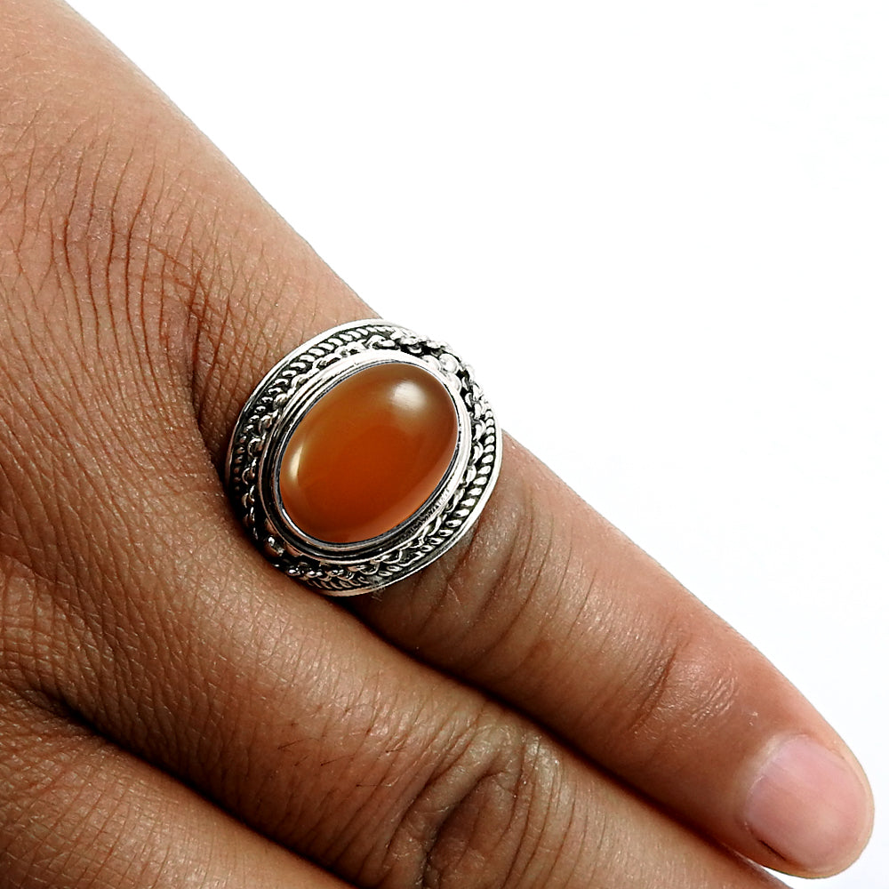 Natural Carnelian 925 Solid Silver Wife Solitaire Boho Sacral Chakra Ring