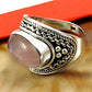 Natural Rose Quartz 925 Silver Anniversary Statement Wedding Tribal Ring