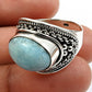 925 Sterling Silver Natural Blue Larimar Gemstone Statement Bohemian Ring