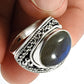 Natural Labradorite Cocktail Bohemian Ring 925 Silver For Women Z7