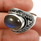 Natural Labradorite Cocktail Bohemian Ring 925 Silver For Women Z7