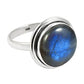 Gift For Woman Natural Labradorite Solitaire Ethnic Ring 925 Silver C8