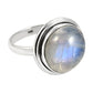 Sterling Silver Round Natural Rainbow Moonstone New Statement Boho Ring