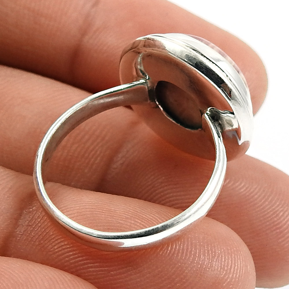 Gift For Woman Natural Rhodochrosite Cocktail Boho Ring 925 Silver I23