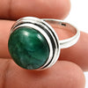 925 Sterling Silver Emerald Stone Bezel Cocktail Ring Birthday Gift