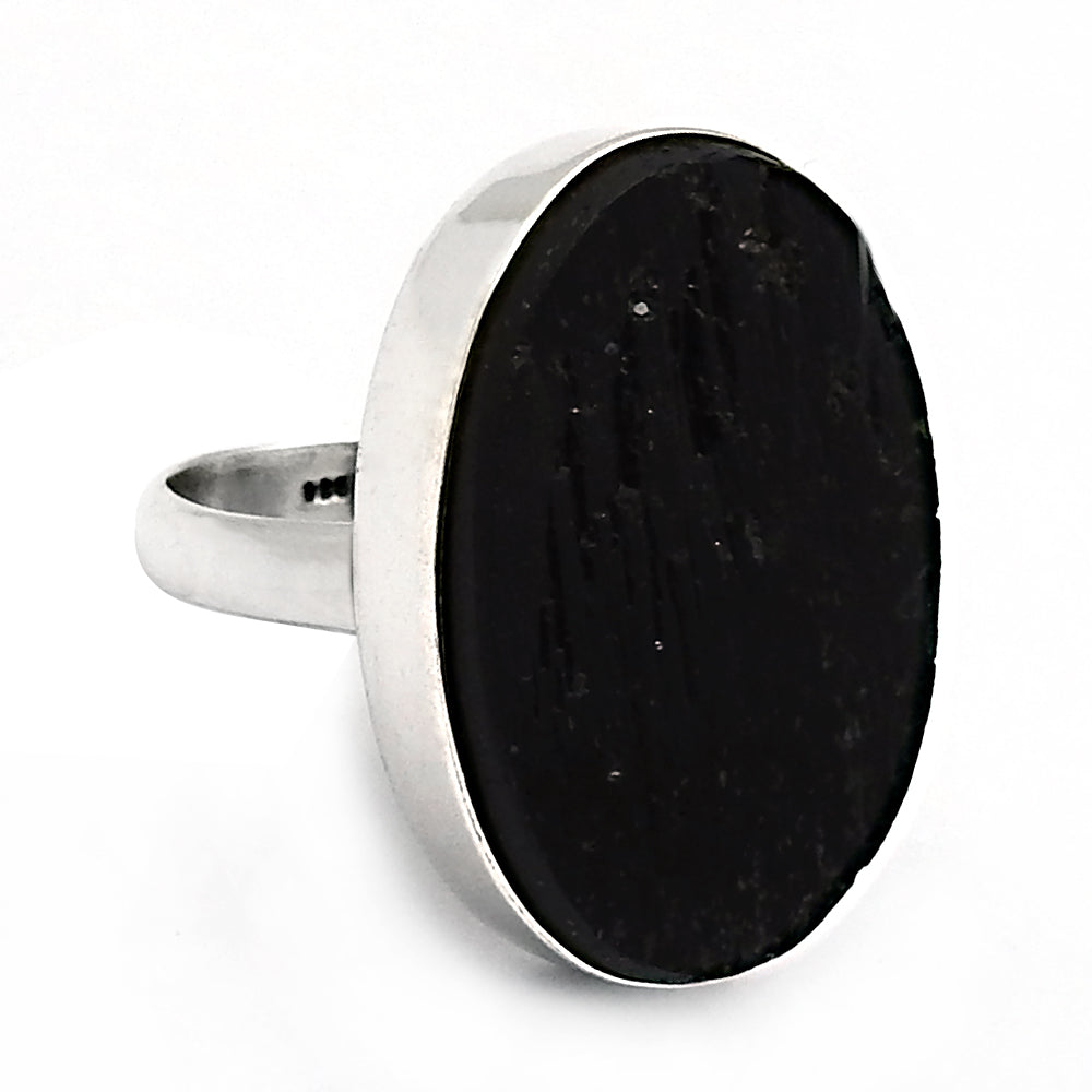 Natural Tourmaline Gemstone Solitaire Ethnic Ring 925 Silver D34