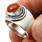 Natural Carnelian Gemstone Statement Boho Ring 925 Silver For Girls S28