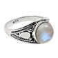 Natural Rainbow Moonstone Solitaire Ethnic Ring 925 Silver L8