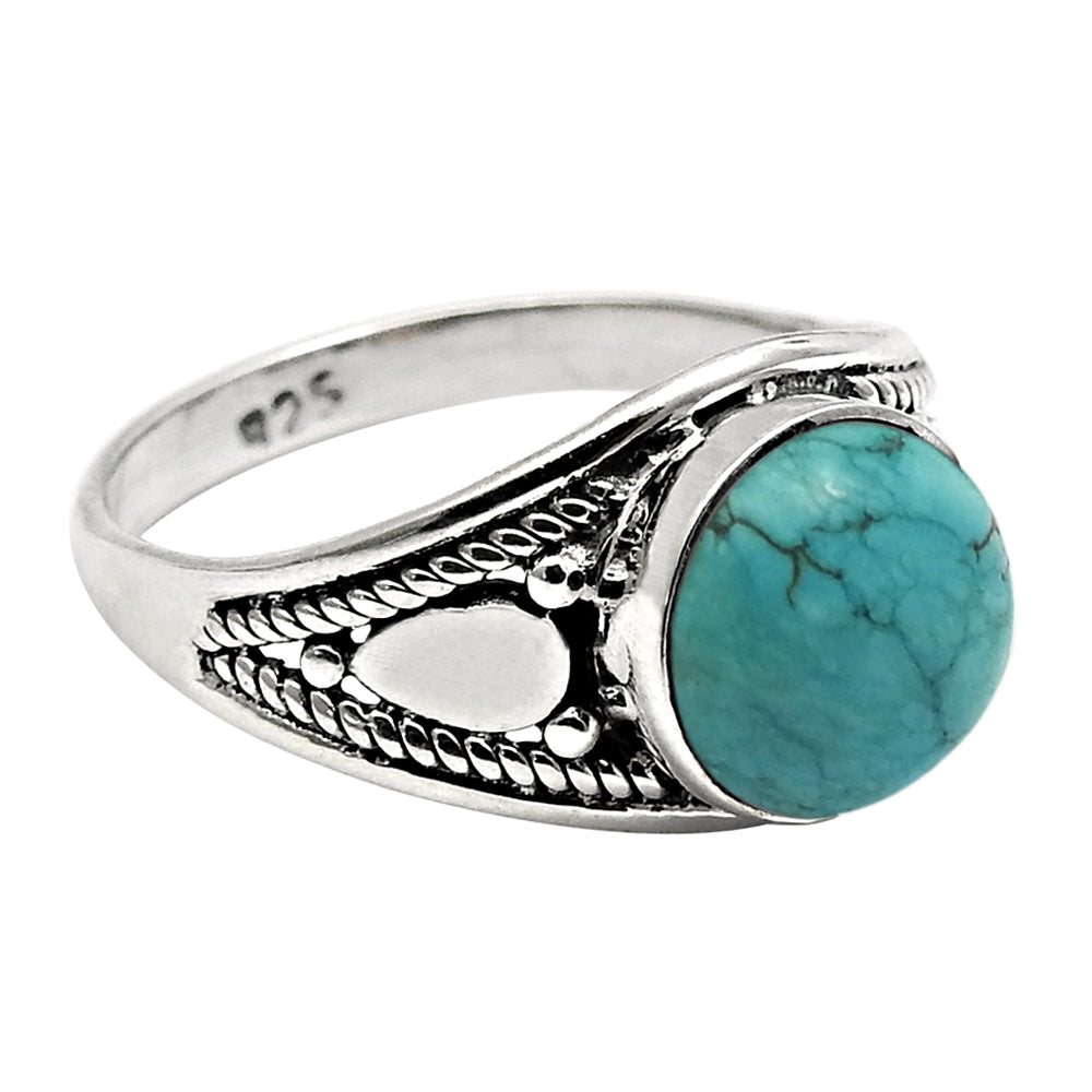 Turquoise Gemstone Sterling Silver Friendship Day Cocktail Tribal Ring