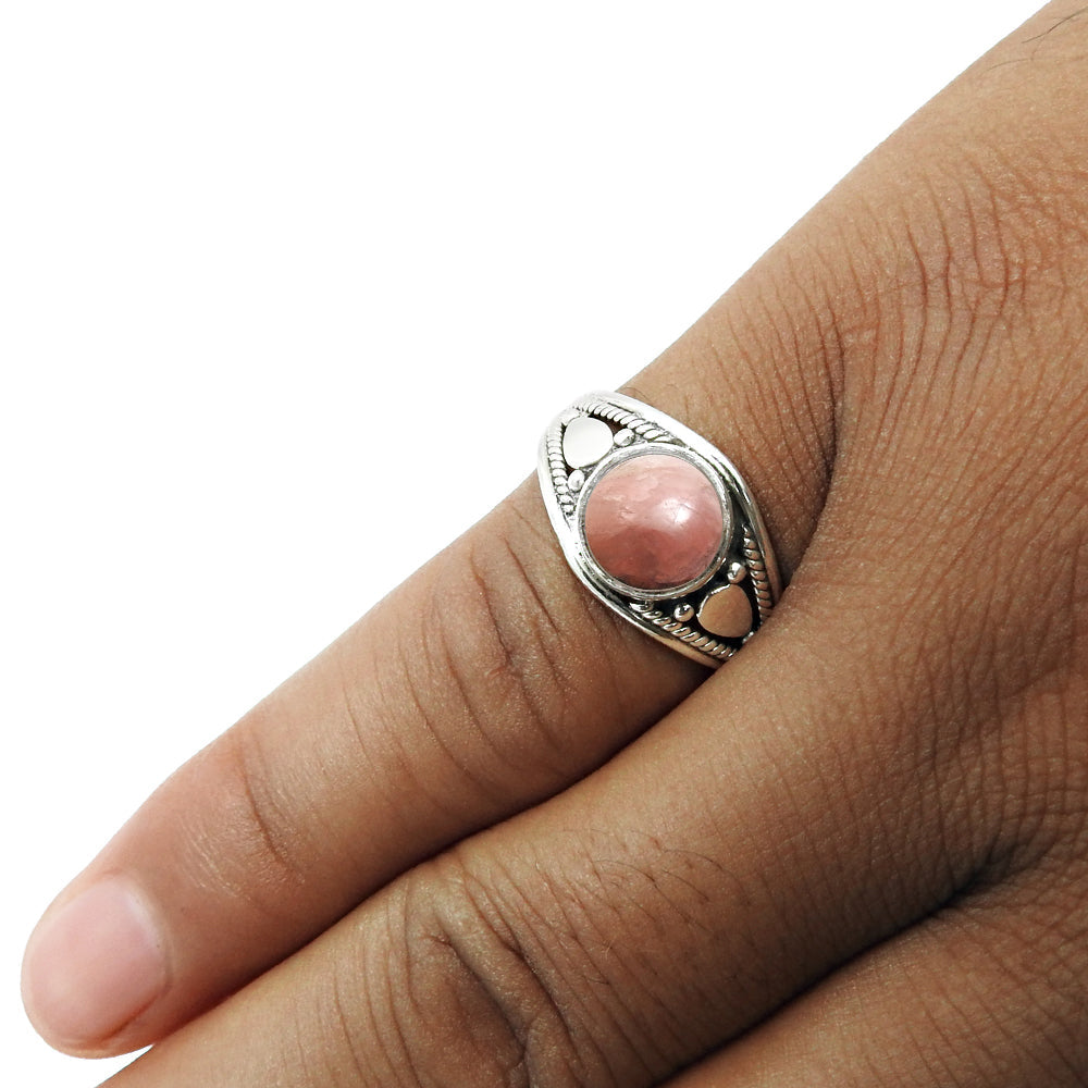 Natural Rhodochrosite 925 Silver Solitaire Tribal Ring For Women E26