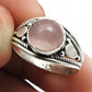 Natural Rose Quartz Gemstone Solitaire Boho Ring 925 Silver For Girls K26