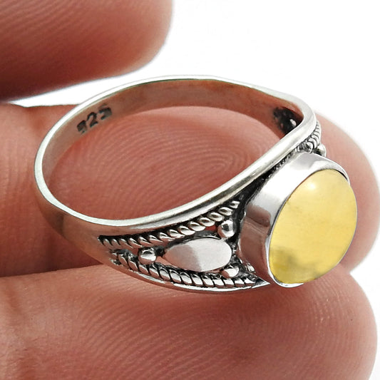 Gift For Woman Solitaire Ethnic Ring 925 Silver Natural Citrine B13