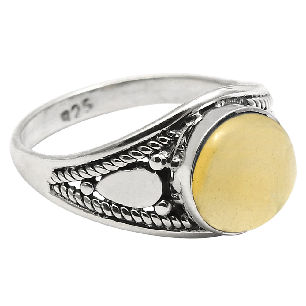 Gift For Woman Solitaire Ethnic Ring 925 Silver Natural Citrine B13