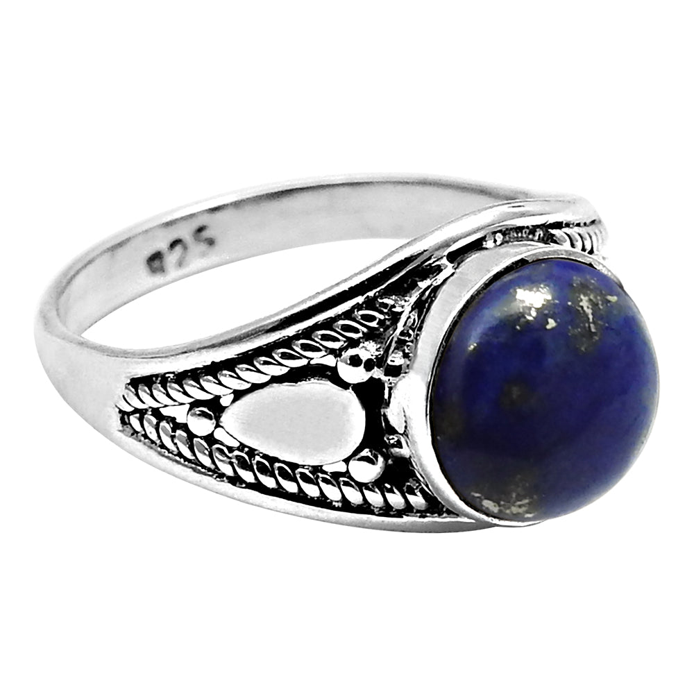Natural Lapis Lazuli Solitaire Vintage Ring 925 Silver Gift For Girls N18