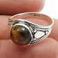 Natural Tiger Eye Statement Vintage Ring 925 Silver For Girls V8
