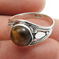 Natural Tiger Eye Statement Vintage Ring 925 Silver For Girls V8