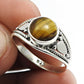 Natural Tiger Eye Statement Vintage Ring 925 Silver For Girls V8