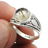 Solid 925 Silver Natural Golden Rutile Gemstone Ethnic Ring D4