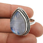 Natural Rainbow Moonstone Statement Vintage Ring 925 Silver For Women V18