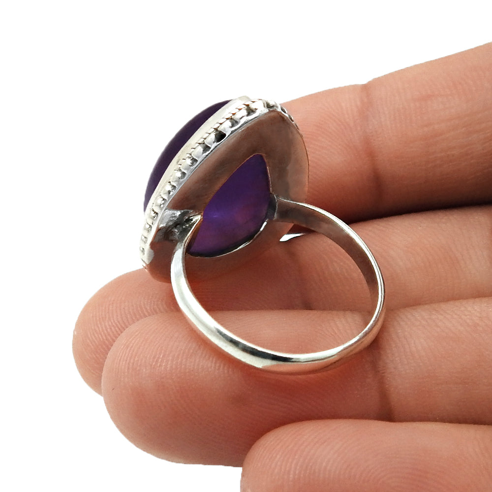 Pear Amethyst Gemstone Statement Sister New Bohemian Ring Sterling Silver