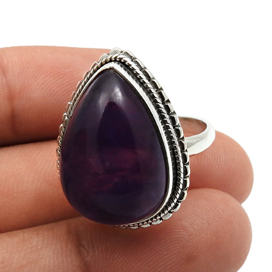 Pear Amethyst Gemstone Statement Sister New Bohemian Ring Sterling Silver