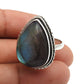 Natural Labradorite Cocktail Tribal Ring 925 Silver For Girls D13