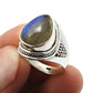 Sterling Silver Pear Labradorite Gemstone Ethnic Solitaire Birthday Ring