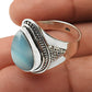 Natural Larimar Gemstone Statement Ethnic Ring 925 Sterling Silver D9