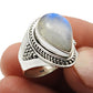 Natural Rainbow Moonstone 925 Silver Solitaire Boho Ring For Women J13