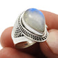 Natural Rainbow Moonstone 925 Silver Solitaire Boho Ring For Women J13