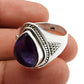 Gift For Woman Natural Amethyst Solitaire Tribal Ring 925 Silver M13