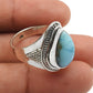 Natural Larimar Gemstone Statement Ethnic Ring 925 Sterling Silver D9