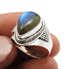 Sterling Silver Pear Labradorite Gemstone Ethnic Solitaire Birthday Ring