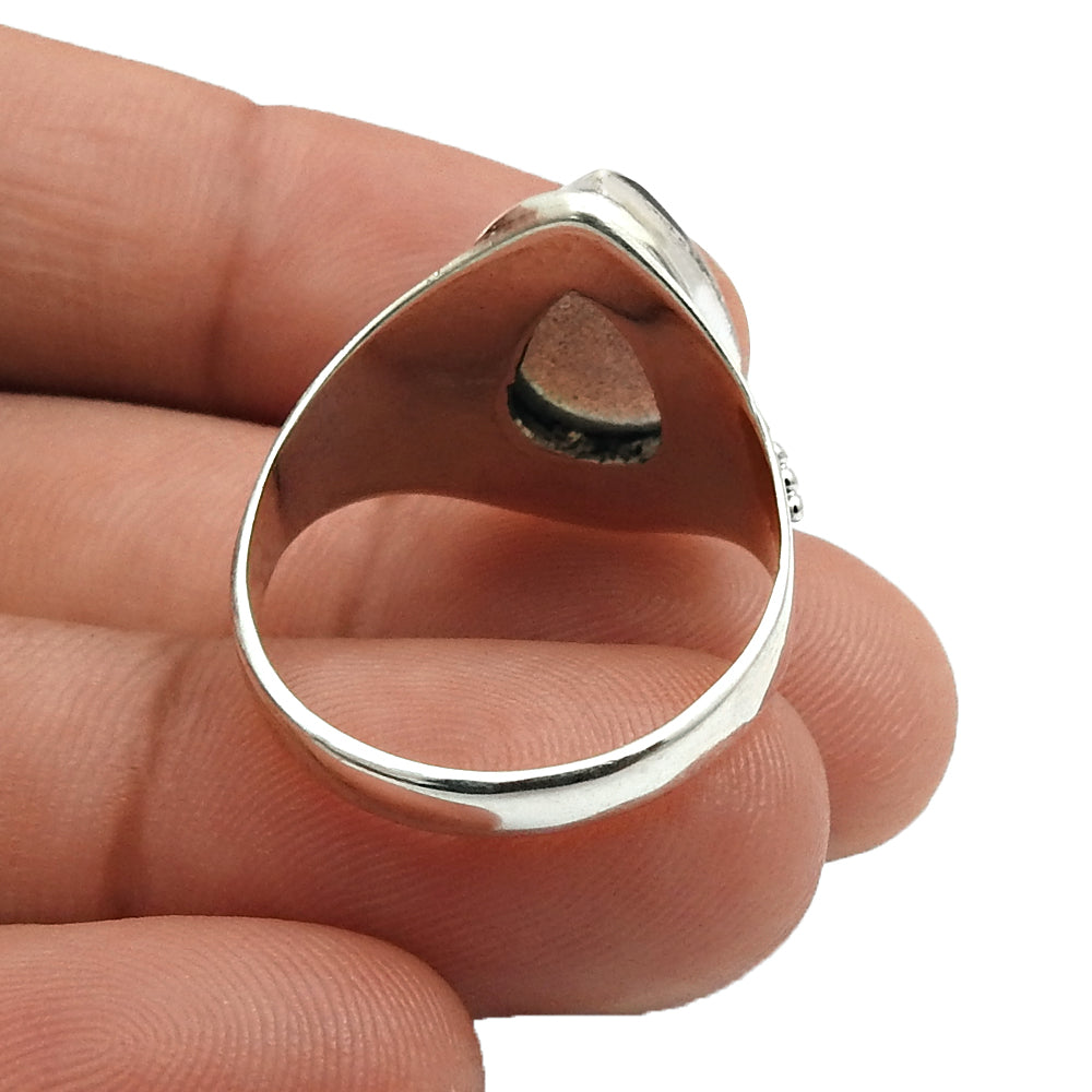 Sterling Silver Pear Labradorite Gemstone Ethnic Solitaire Birthday Ring