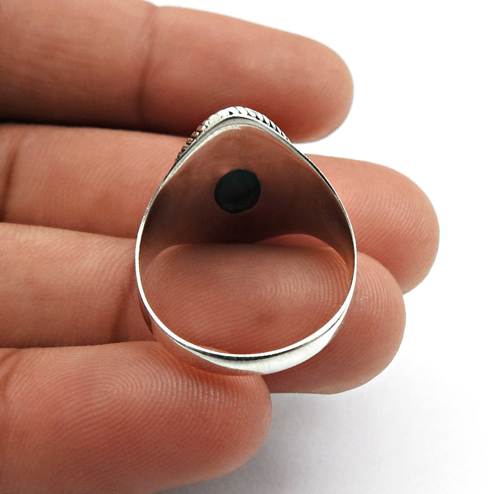 Natural Gemstone Solitaire Vintage Turquoise Ring 925 Sterling Silver I30