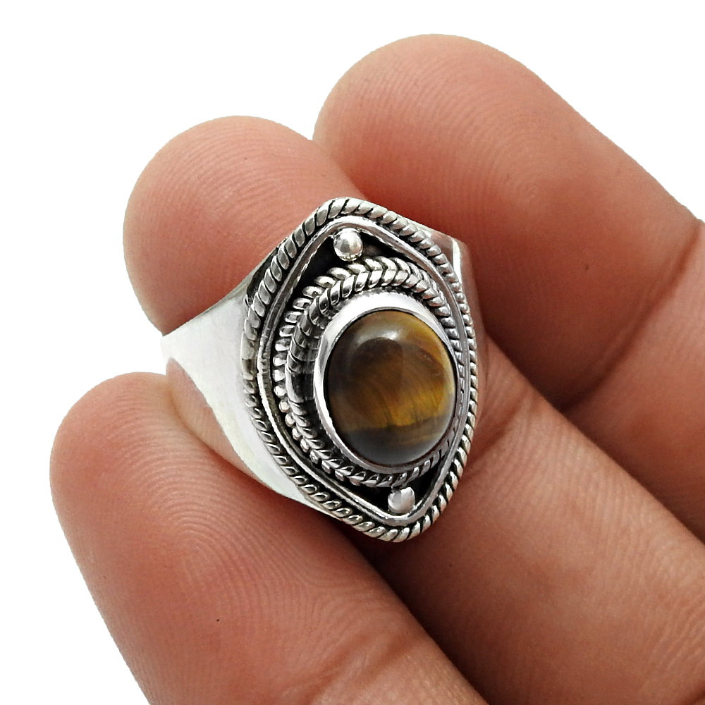 Gift For Her 925 Sterling Silver Jewelry Tiger Eye Gemstone Ring A17