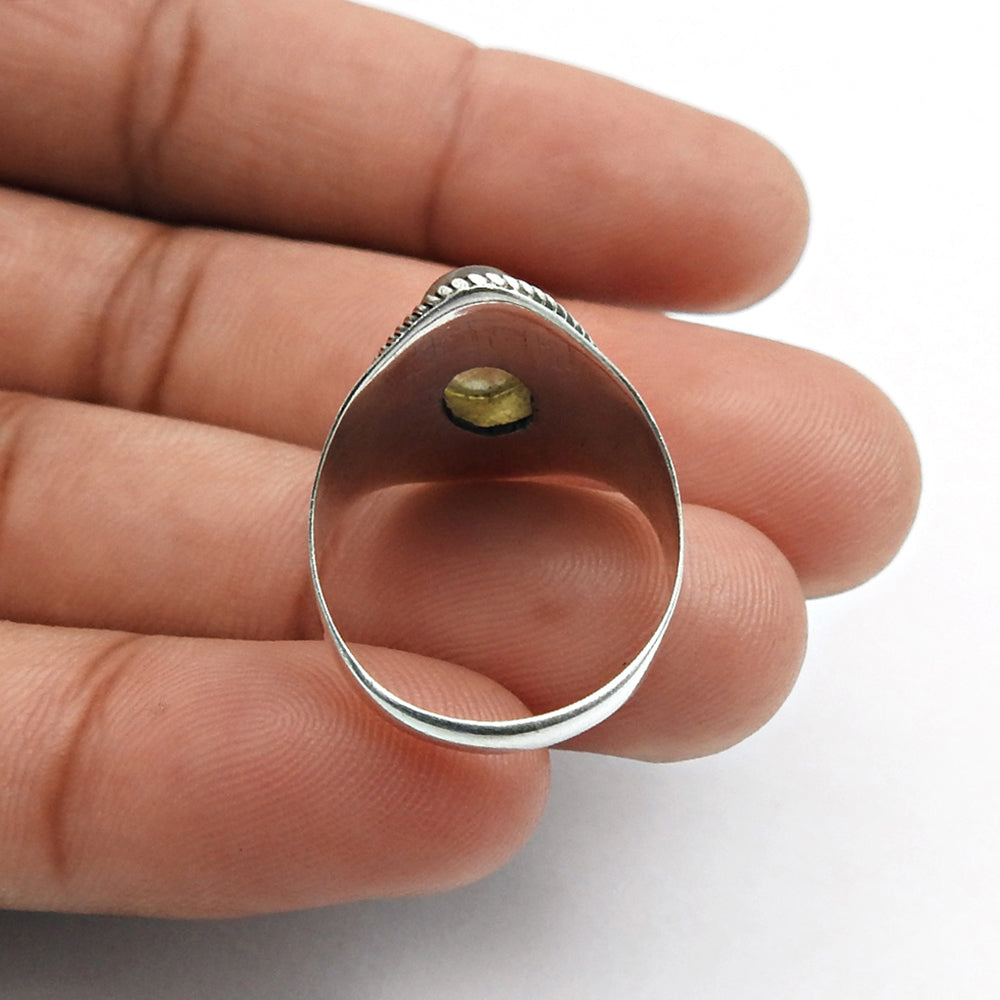 Natural Labradorite Cocktail Tribal Ring 925 Silver For Women O13