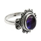 Gift For Woman Natural Amethyst Solitaire Vintage Ring 925 Silver Y13