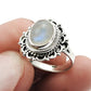 Natural Rainbow Moonstone 925 Silver Cocktail Vintage Ring For Women H14