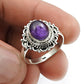 Gift For Woman Statement Tribal Ring 925 Silver Natural Amethyst A35