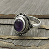 Gift For Woman Statement Tribal Ring 925 Silver Natural Amethyst A35