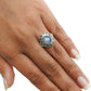 Natural Labradorite Solitaire Tribal Ring 925 Silver For Girls N32
