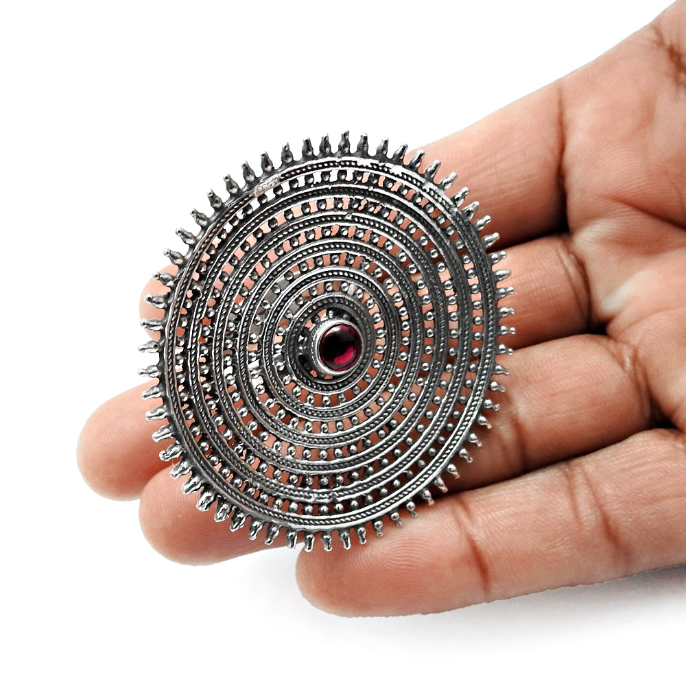 Ruby Gemstone 925 Silver Trendy Statement Adjustable Ring