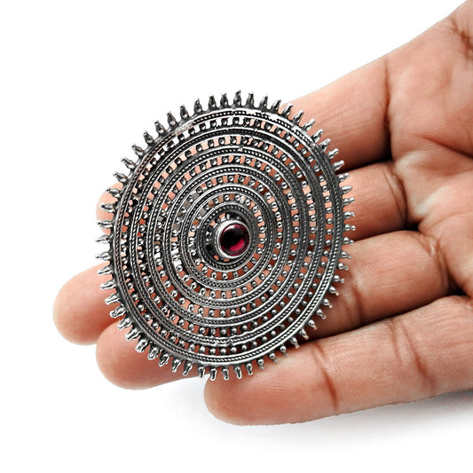 Ruby Gemstone 925 Silver Trendy Statement Adjustable Ring