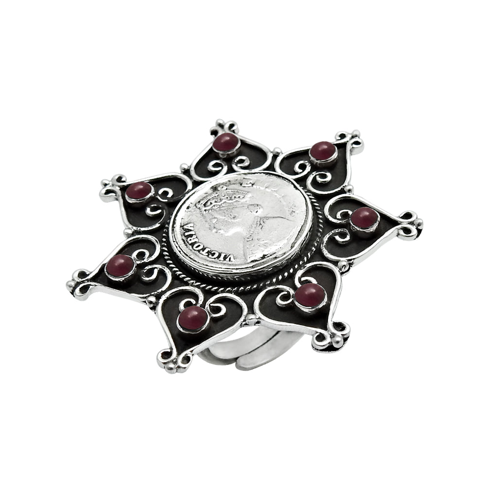 Ruby Gemstone 925 Sterling Silver Victoria Empress Cocktail Ring