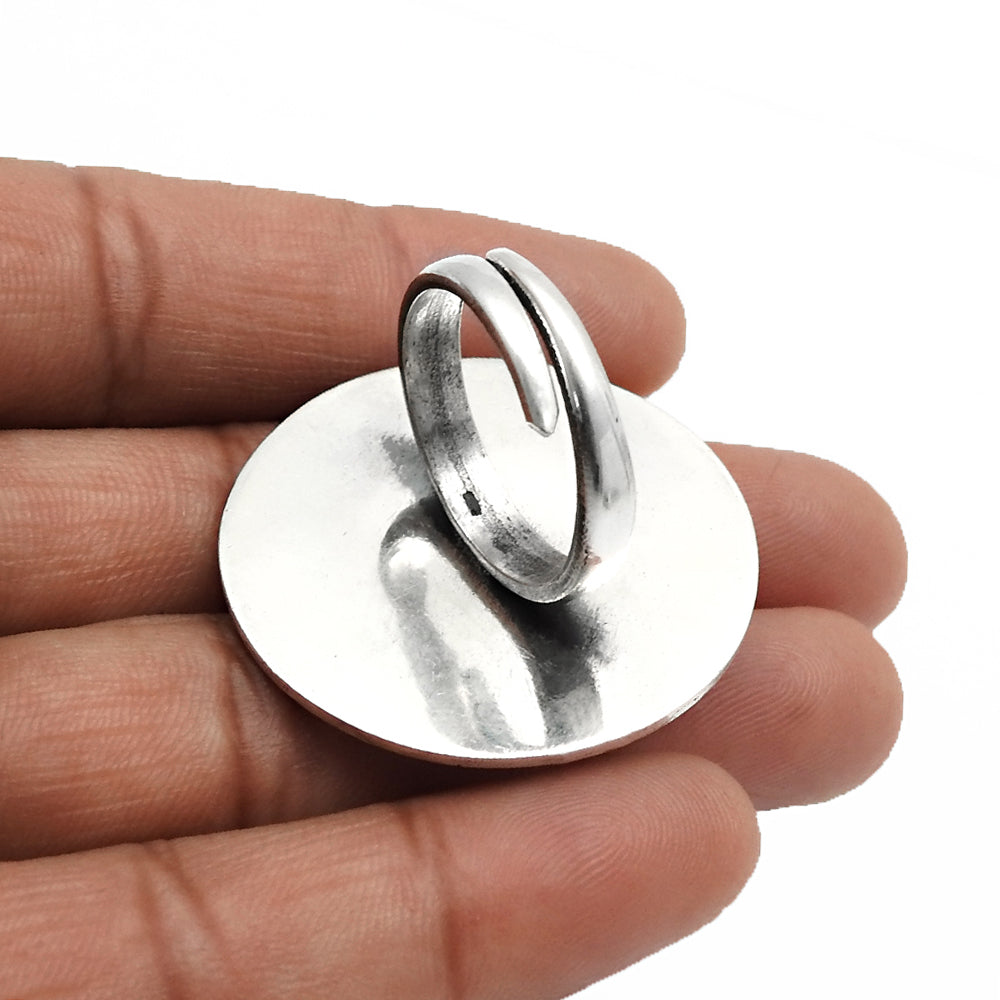 925 Silver Natural Pearl Statement Antique Flower Adjustable Ring