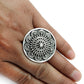925 Silver Natural Pearl Statement Antique Flower Adjustable Ring