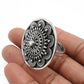 925 Silver Natural Pearl Statement Antique Flower Adjustable Ring