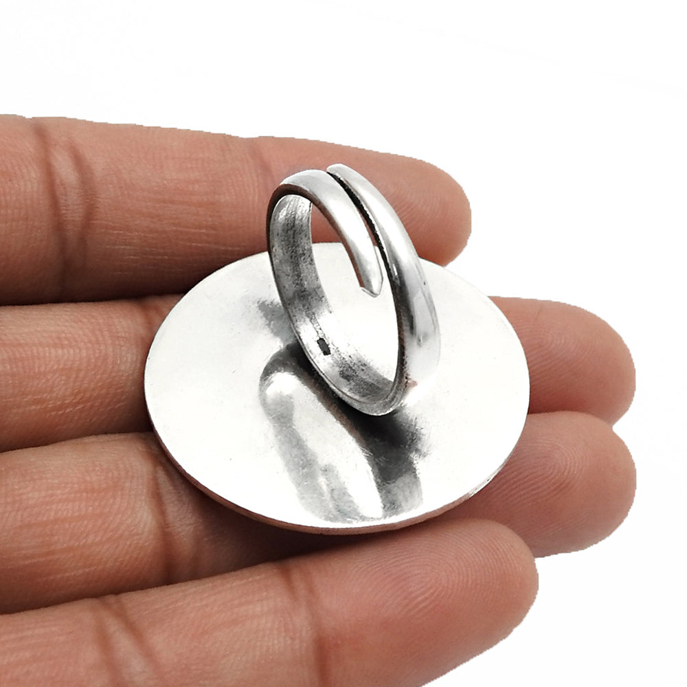 Natural Turquoise 925 Silver Cocktail Artisan Adjustable Ring For Women C2