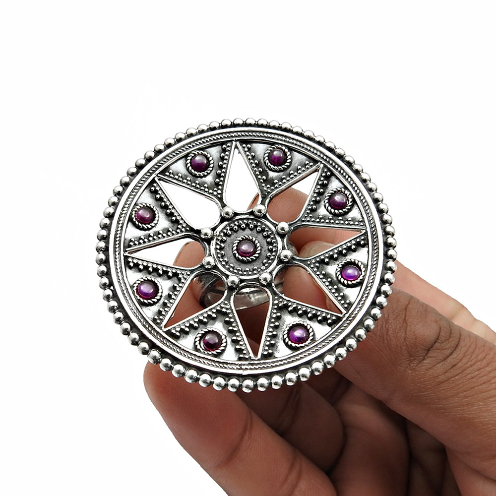 Women Gift Ruby Gemstone Statement Ring 925 Sterling Silver